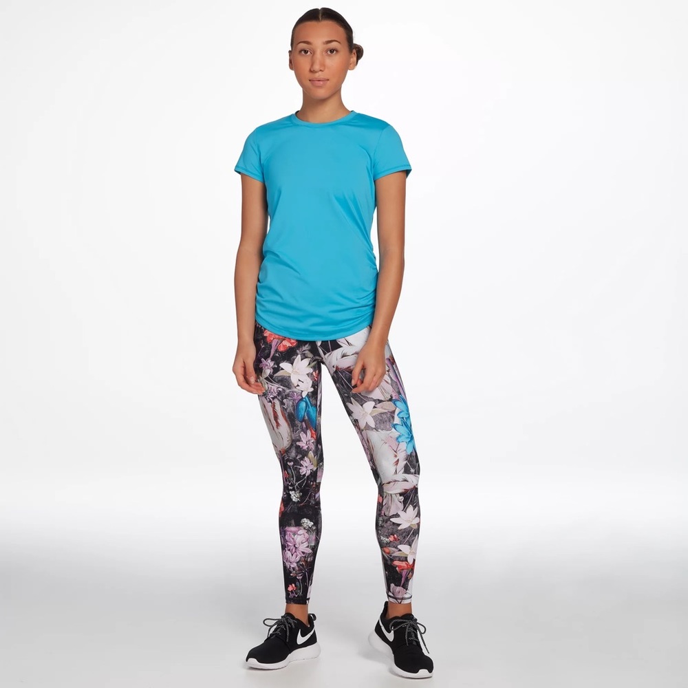 CALIA by Carrie Underwood Women's Flow Crewneck Ruched T-Shirt blue sz Medium